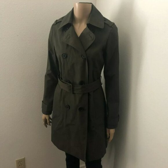 Abercrombie & Fitch Womens Belted Trench Coat Size XS Olive Green - Picture 3 of 6